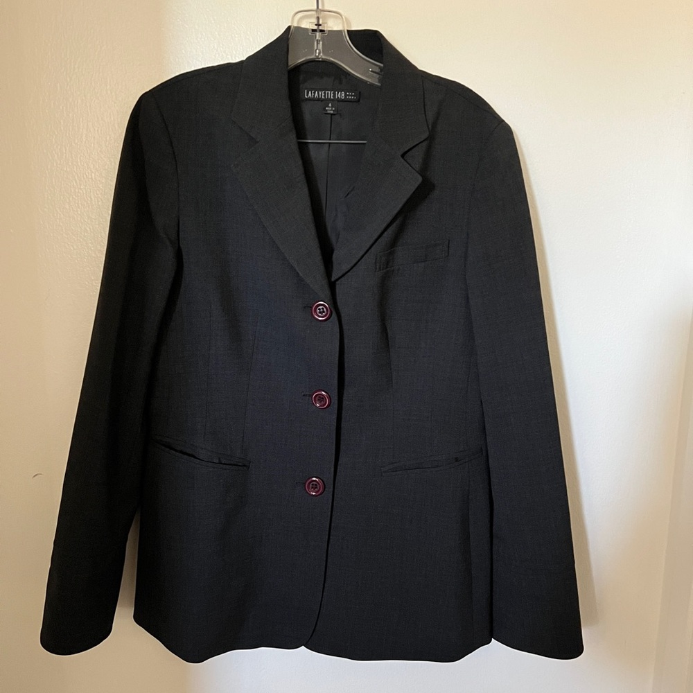 Lafayette 148 New York Women’s Blazer Jacket Size 4 – Charcoal Gray Wool Blend